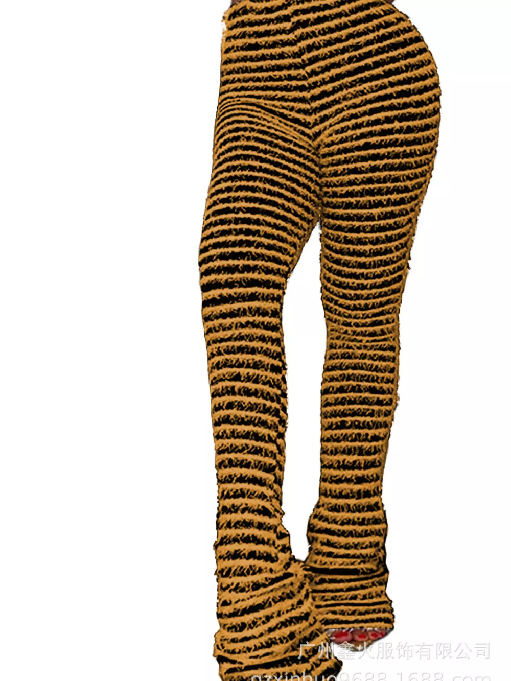 Striped Fuzzy Textured Knit Pants, image 11
