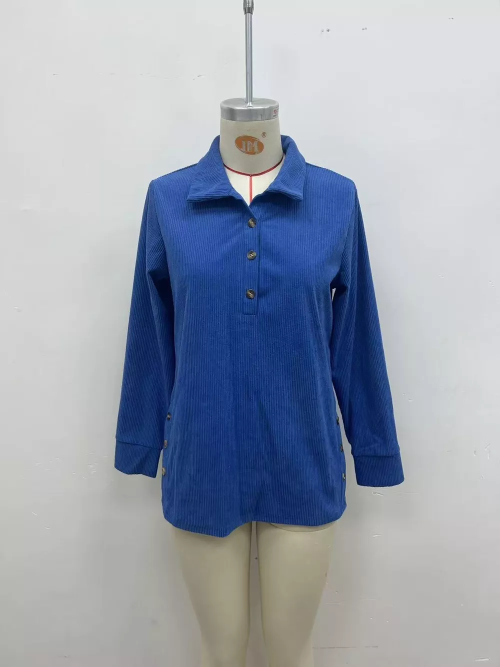 Full Size Button Detail Long Sleeve Top Plus Size, image 8