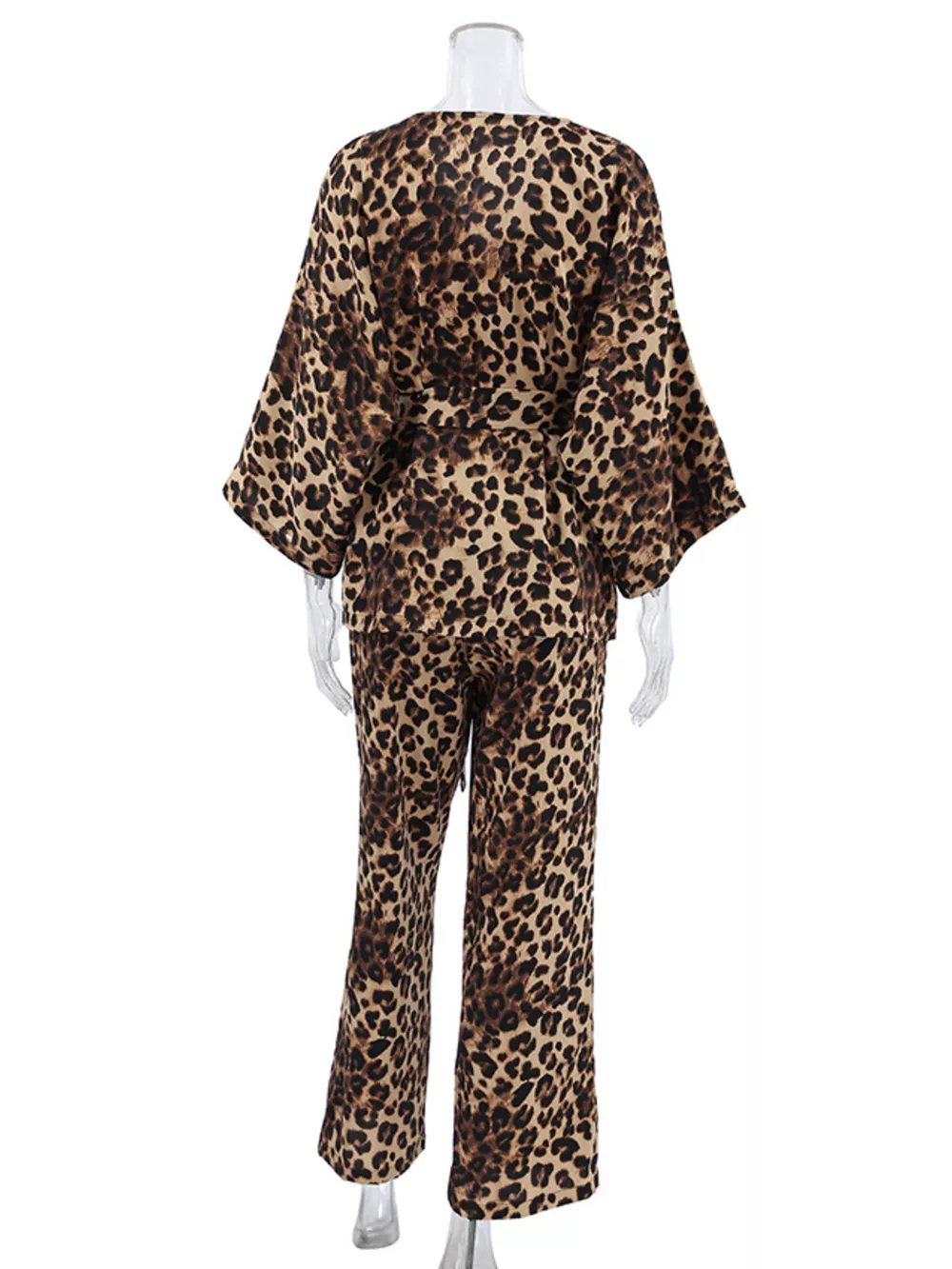 Leopard Cardigan and Wide Leg Pants Lounge Set, image 6