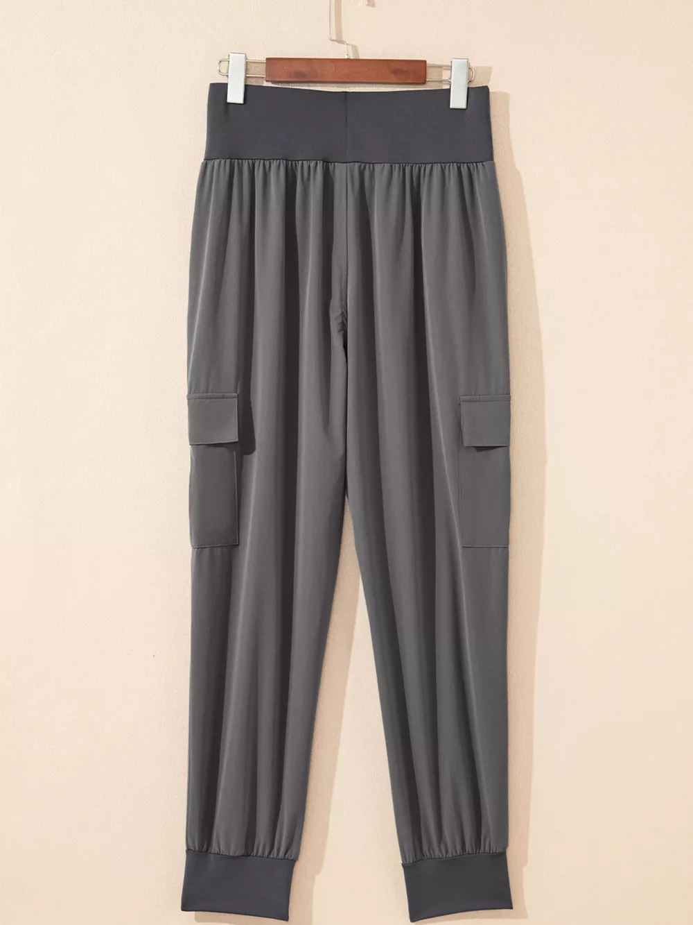 Elastic High Waist Pocketed Cargo Jogger Pants, image 3