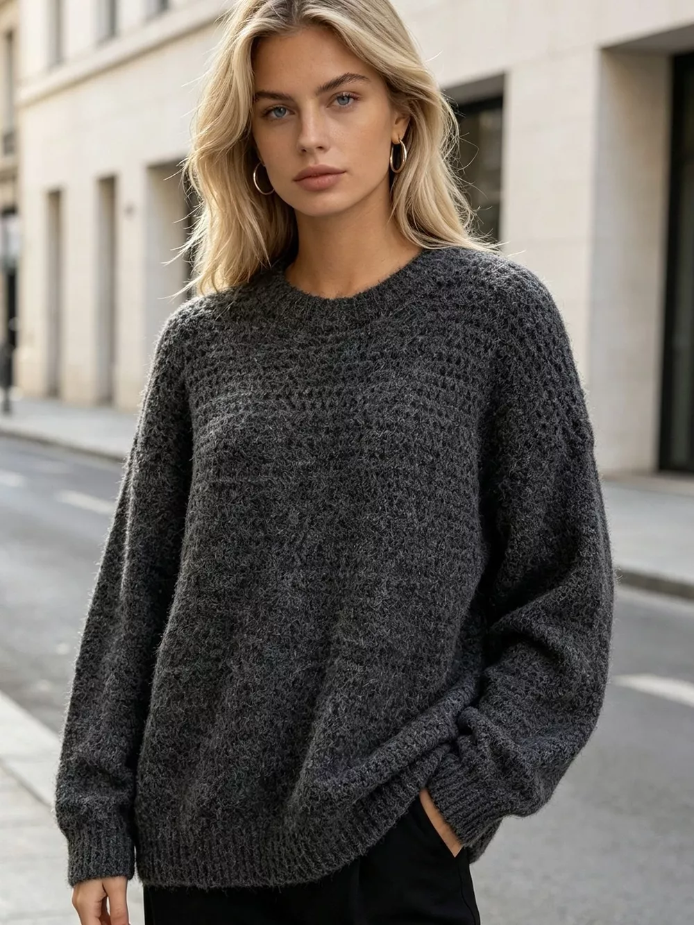 Round Neck Drop Shoulder Sweater, image 17