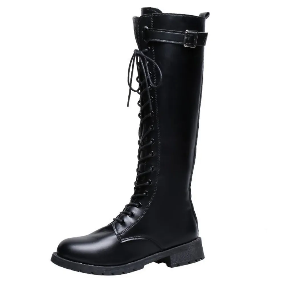 Leather Lace-Up Combat Boots