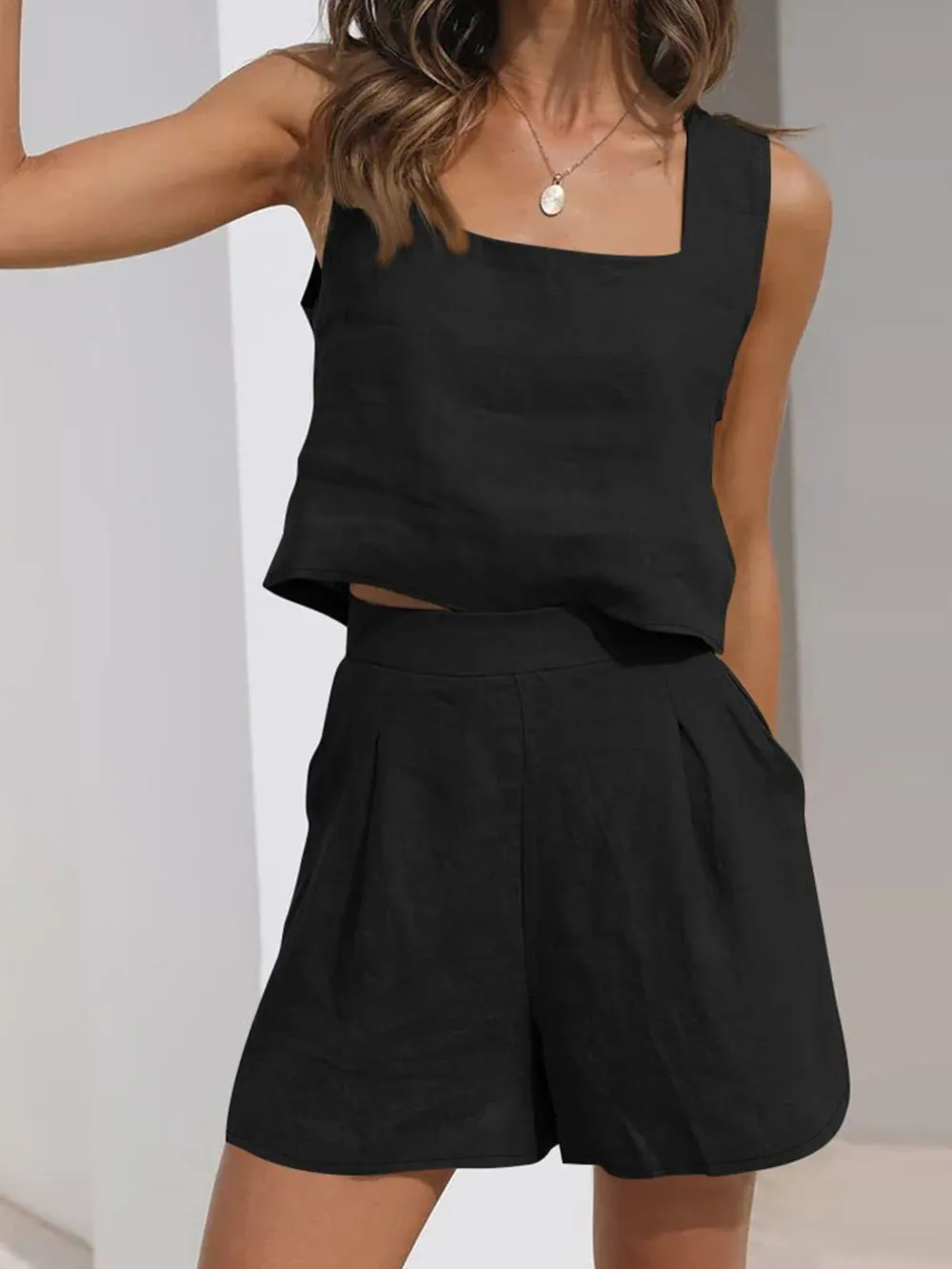 Square Neck Tank and Shorts Set, image 2