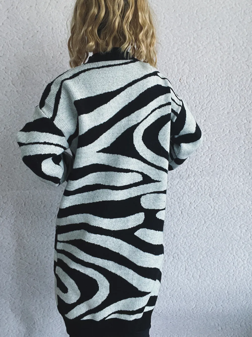 Oversized Zebra Print Long Sleeve Sweater, image 4