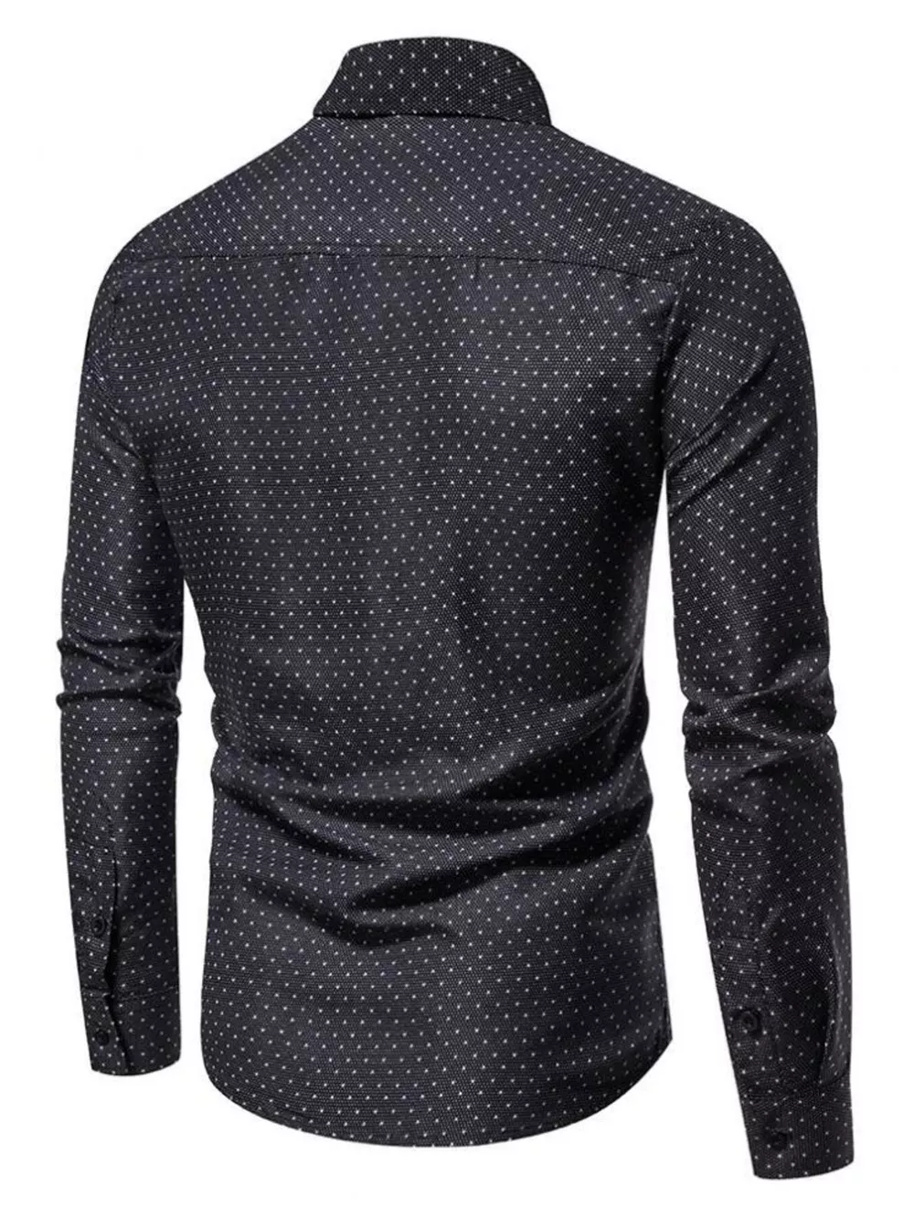 Men's Slim Fit Dotted Pattern Long Sleeve Shirt, image 4