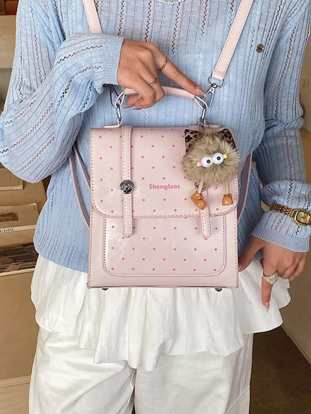Polka Dot Backpack Bag, image 3