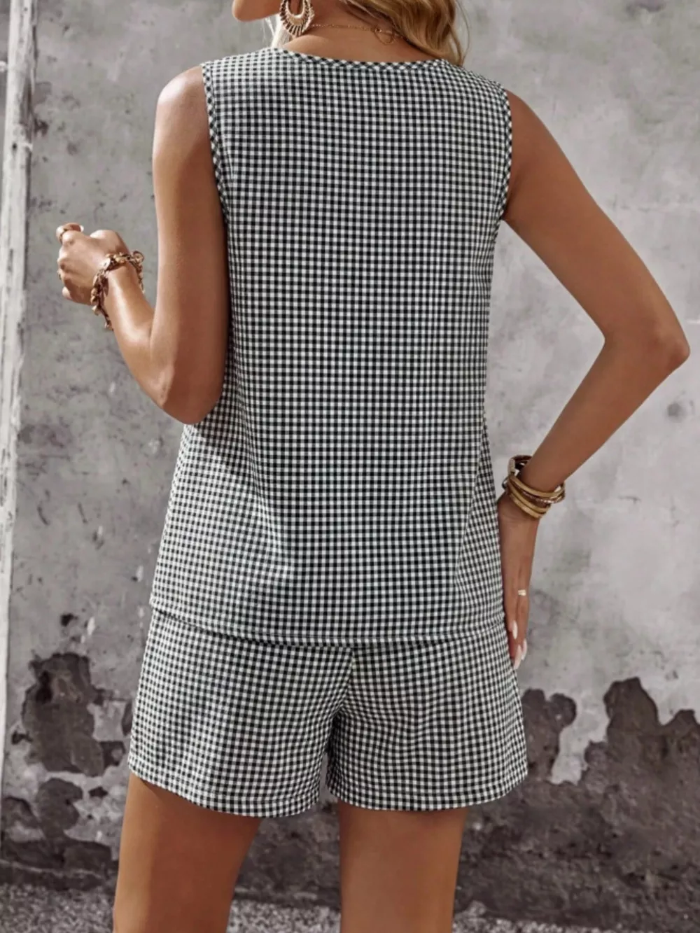 Gingham Sleeveless Top & Shorts Set, image 5