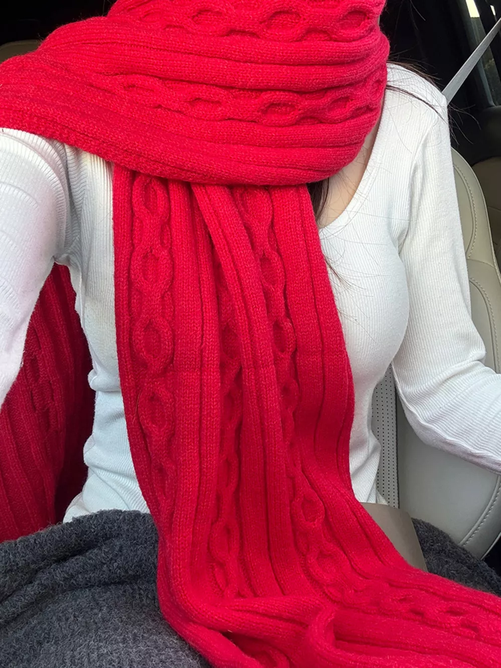 Textured Knit Winter Scarf, image 2