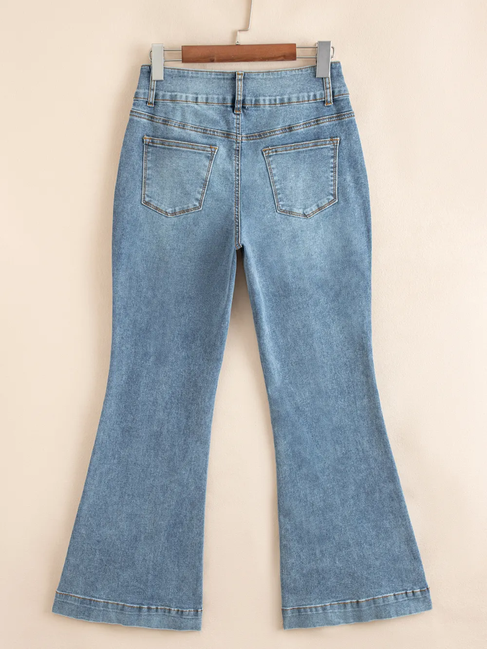 High-Waisted Flare Jeans with Seam Detail, image 2