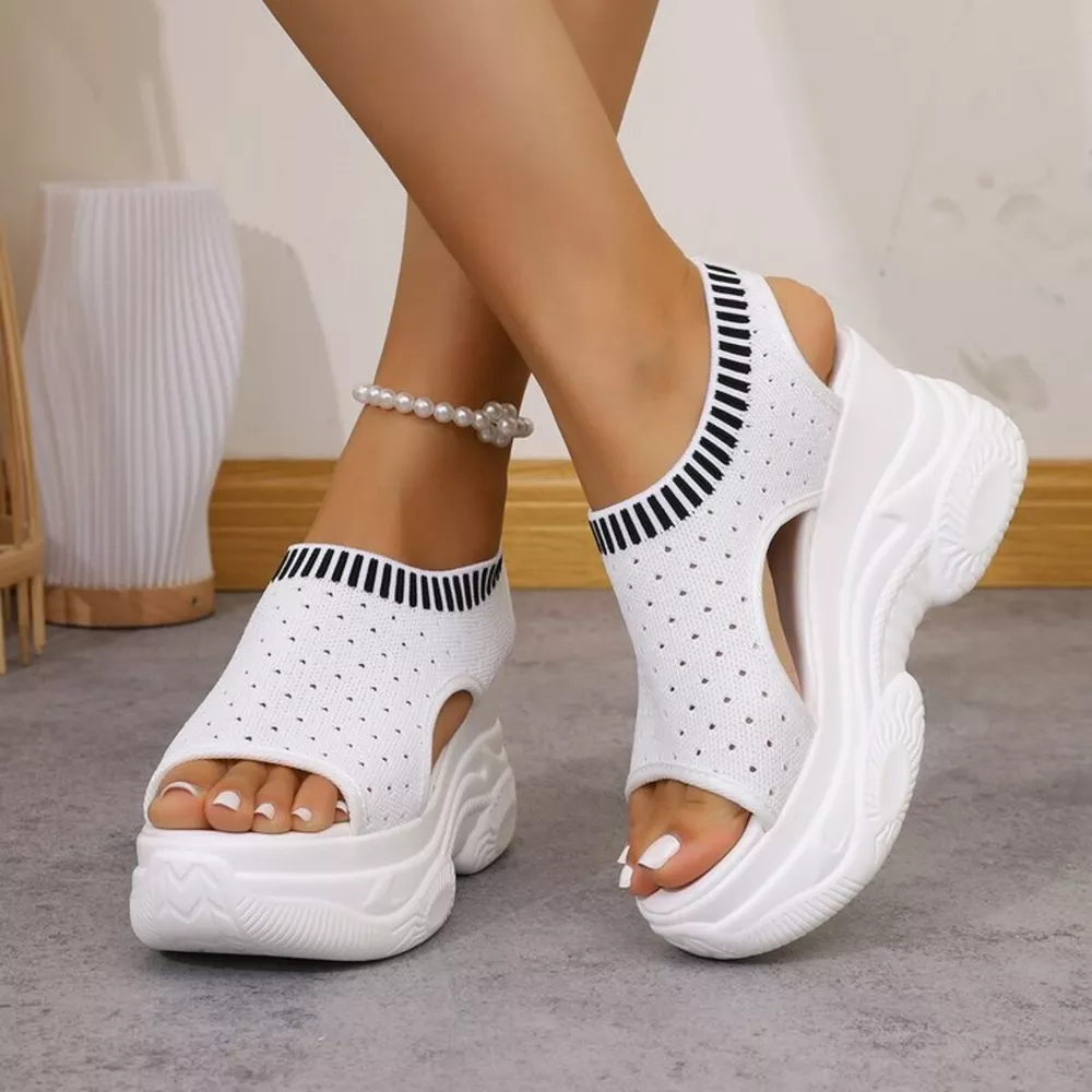 Mesh Platform Wedge Sandals, image 3