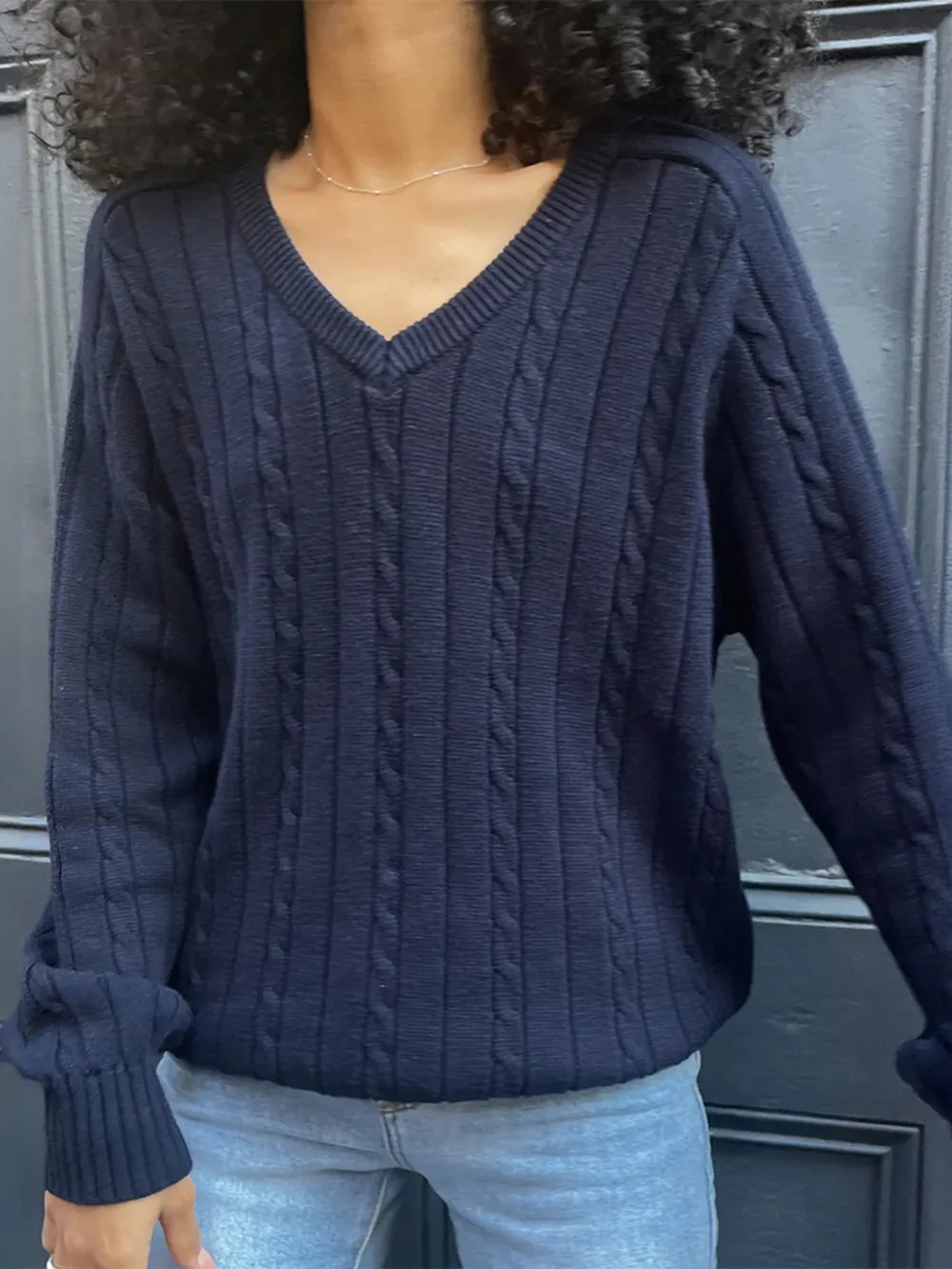 Cable Knit V-Neck Pullover Sweater, image 5