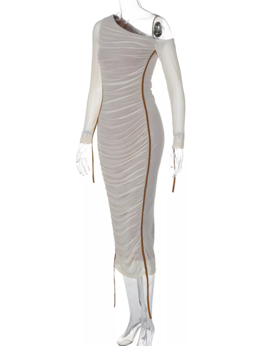 One-Shoulder Ruched Bodycon Midi Dress, image 12