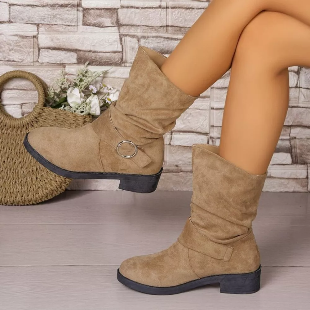 Round Toe Block Heels Boots, image 5