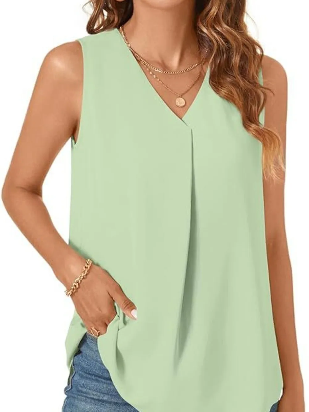 Full Size V-Neck Sleeveless Tank Top Plus Size, image 2
