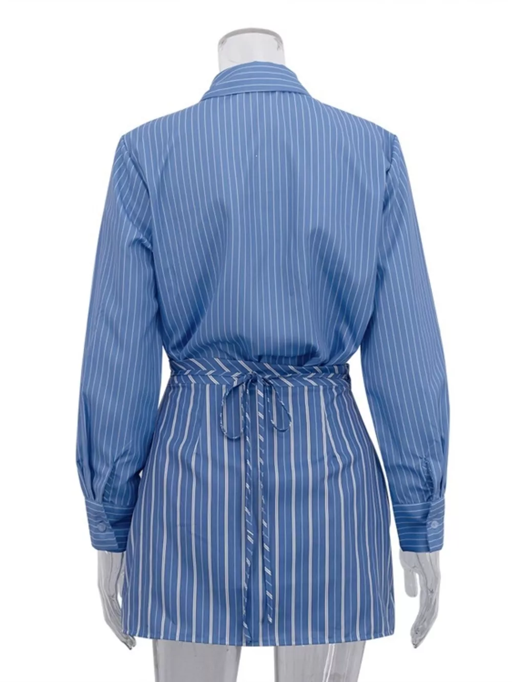 Striped Shirt and Asymmetrical Mini Skirt Set, image 4