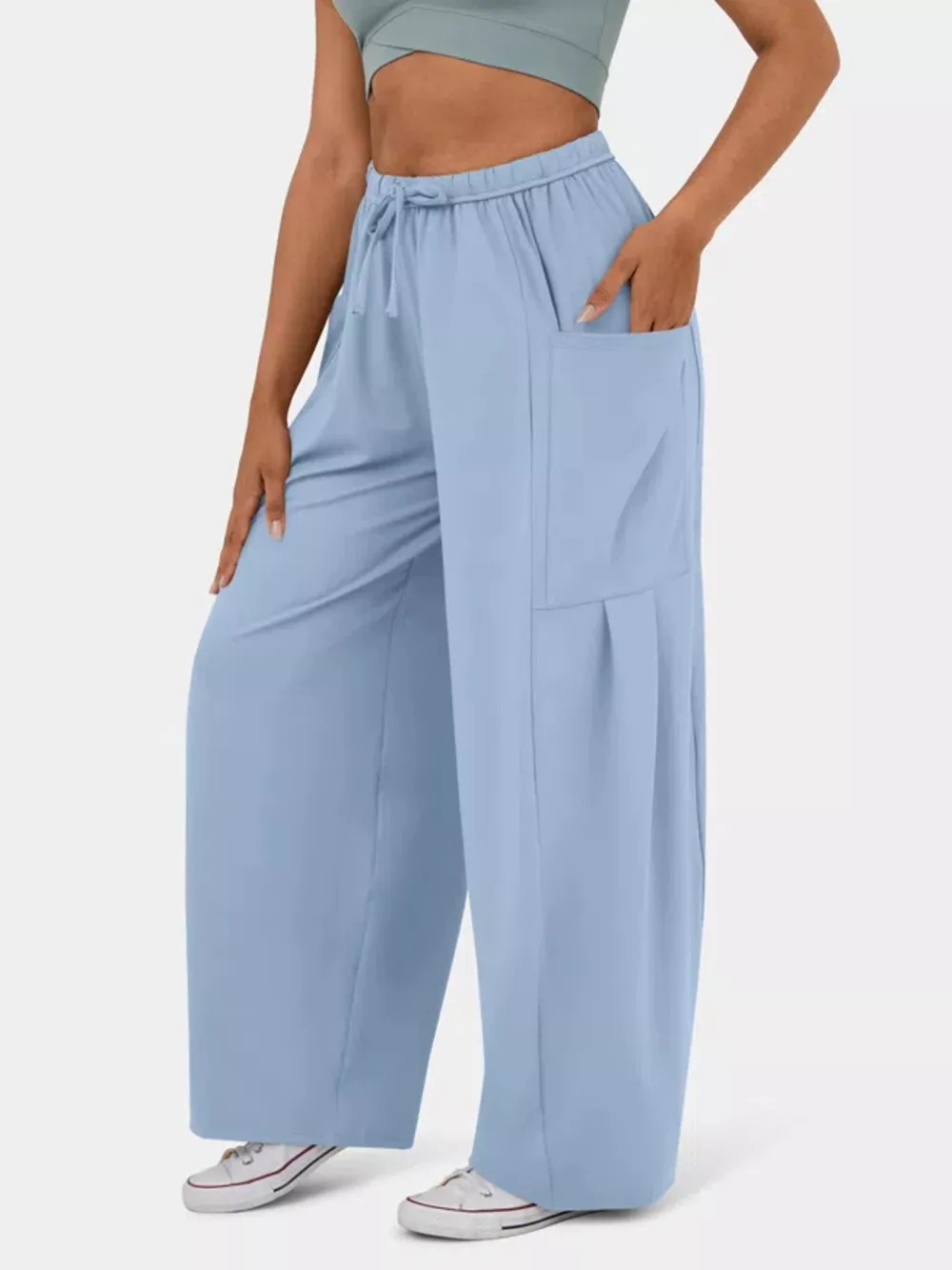 High-Waisted Drawstring Wide-Leg Pants, image 8