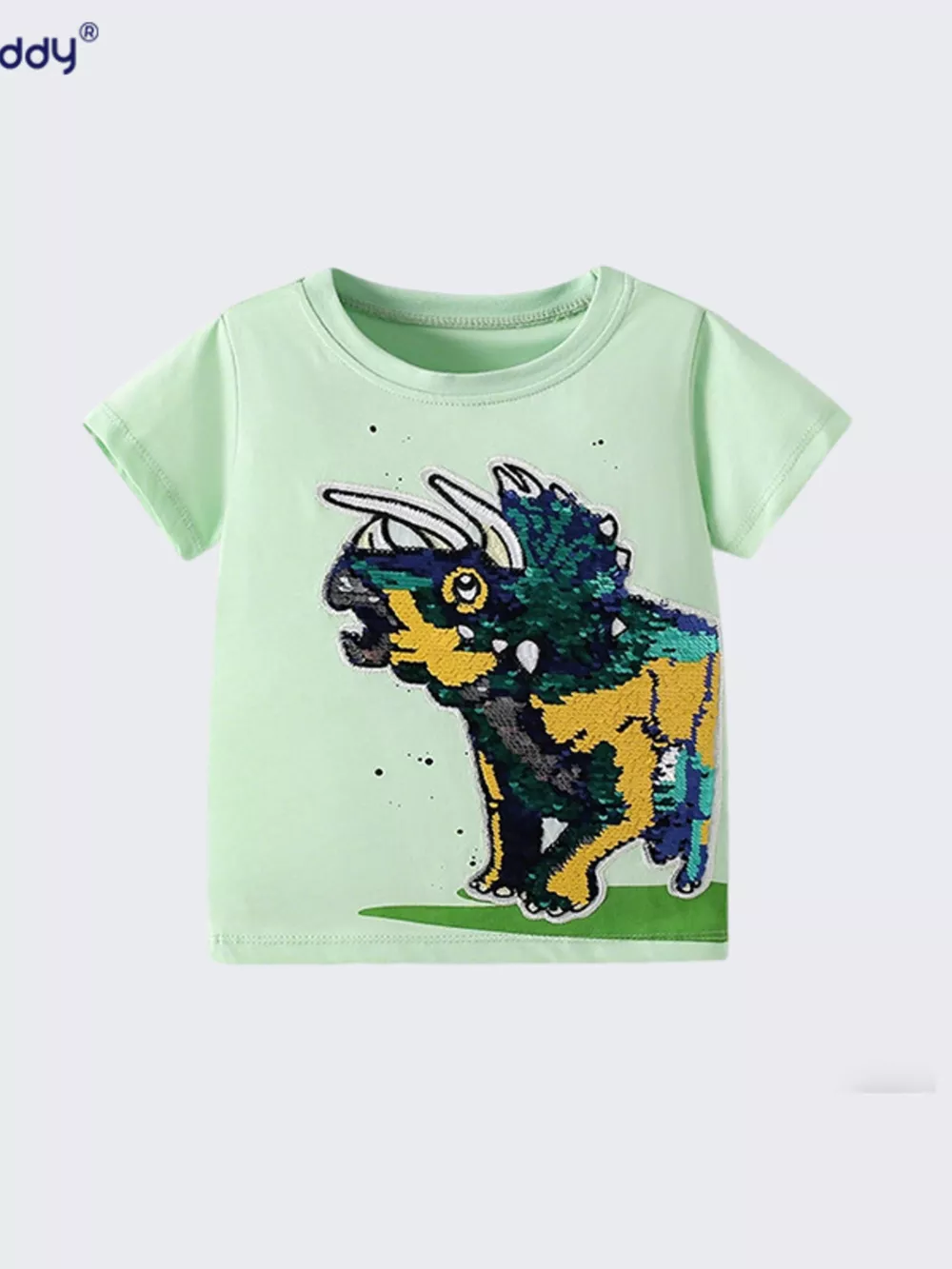 Children's Sequin Dinosaur Round Neck Tee, image 2