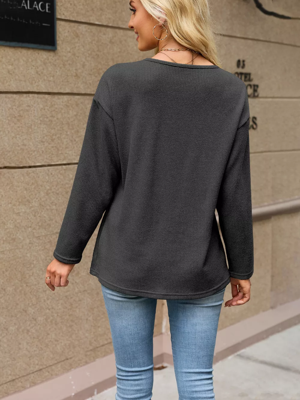 V-Neck Button-Down Cardigan, image 5