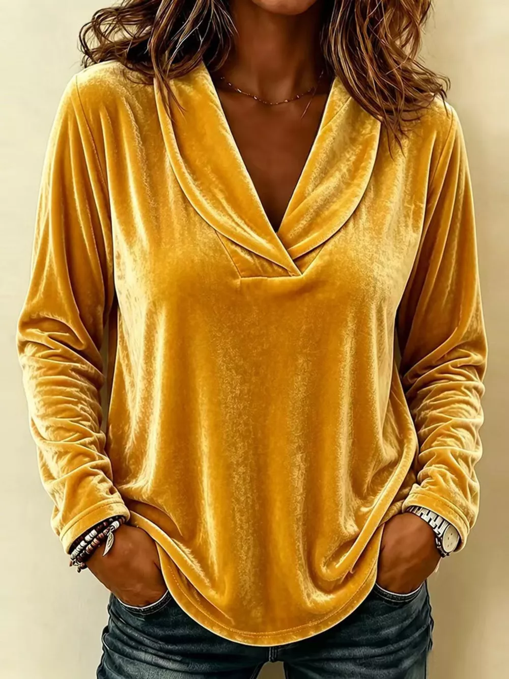 Full Size Velvet Long Sleeve T-Shirt Plus Size, image 12