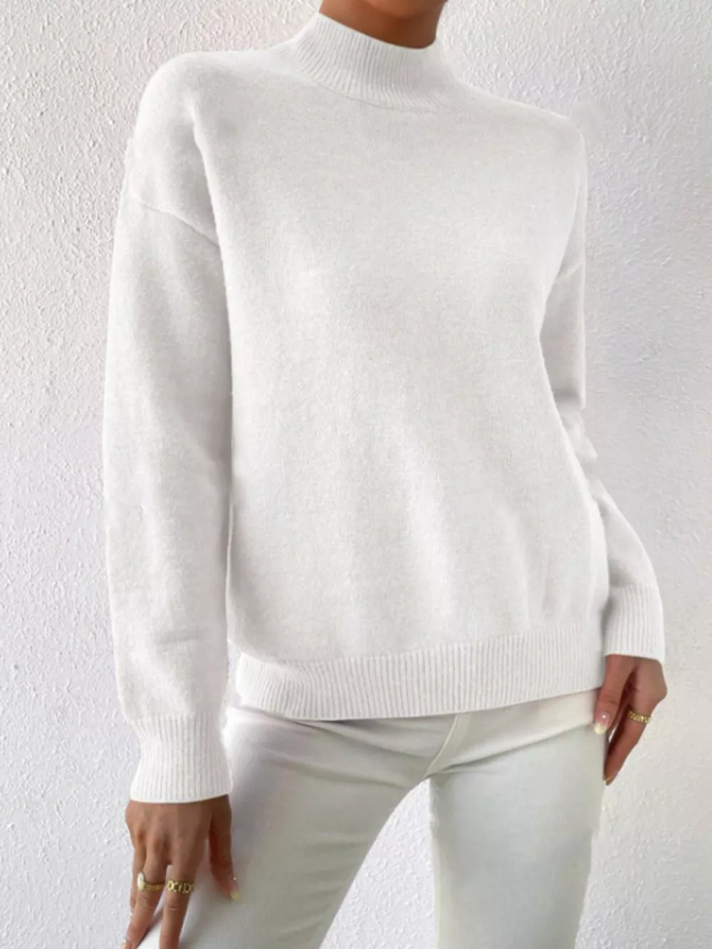 Mock Neck Dropped Shoulder Sweater, image 18