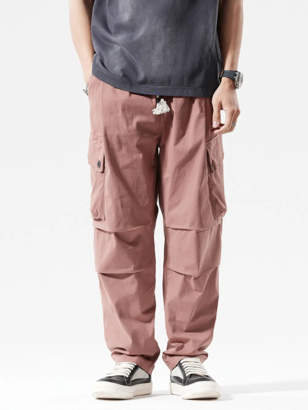 Men's Full Size Loose Fit Multi-Pocket Cargo Pants Plus Size, image 2