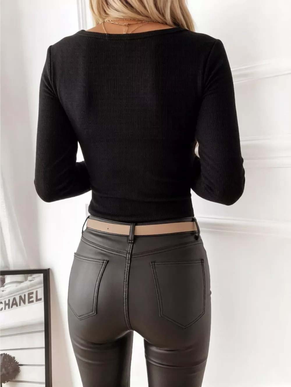 Ribbed Henley Long Sleeve T-Shirt, image 10