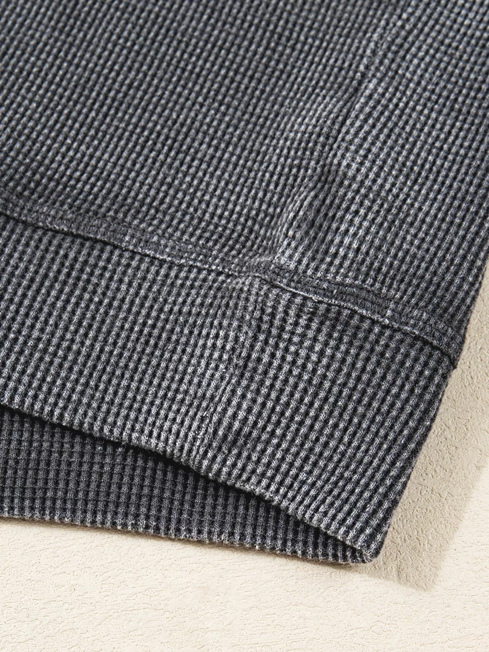 Waffle Knit Patchwork Long Sleeve Loose Sweatshirt, image 3