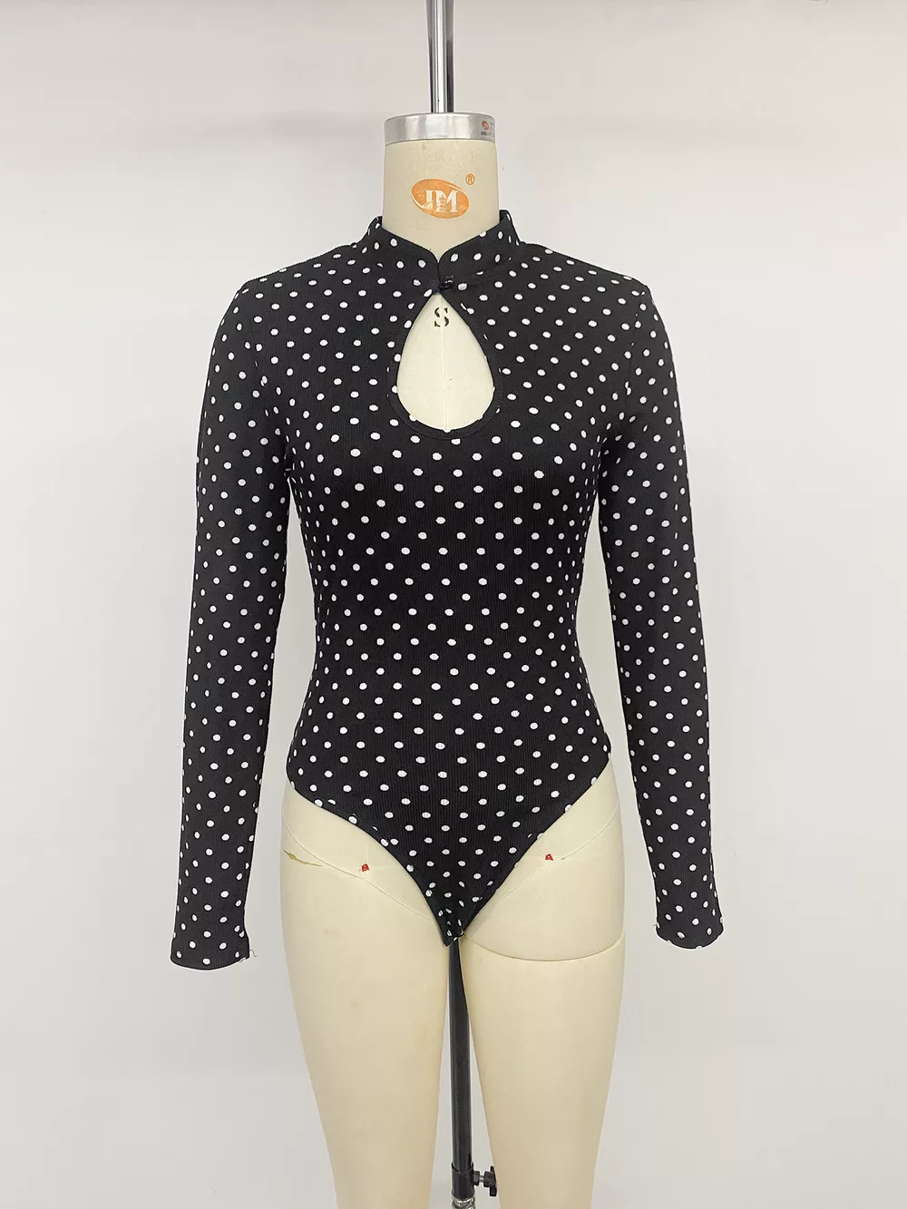 Polka Dot Cutout Long Sleeve Bodysuit, image 11