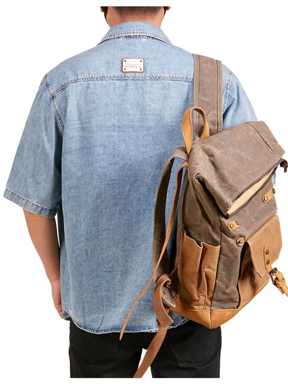 Men's Plus Size Button Up Short Sleeve Denim Shirt, image 4