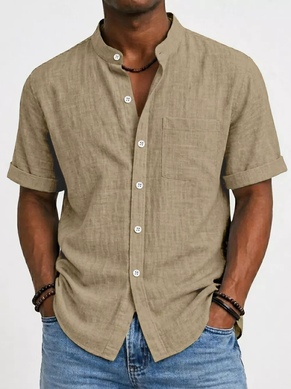 Men's Full Size Button Up Short Sleeve Shirt Plus Size, image 5