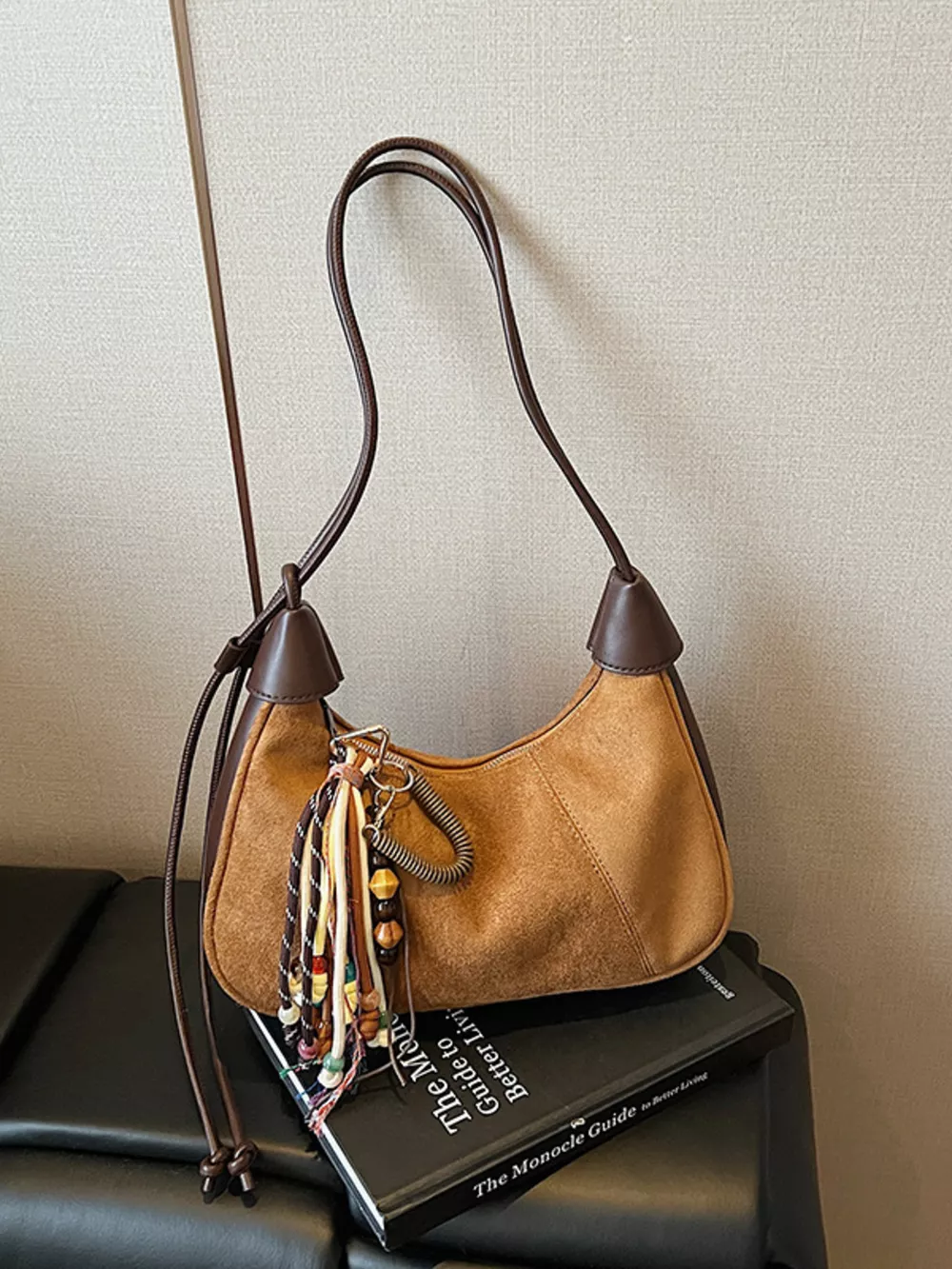 Vintage Suede Tassel Shoulder Bag, image 5