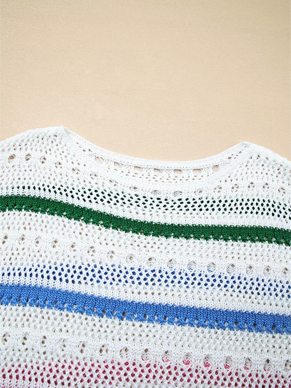 Color Block Striped Pointelle Knit Sweater, image 7