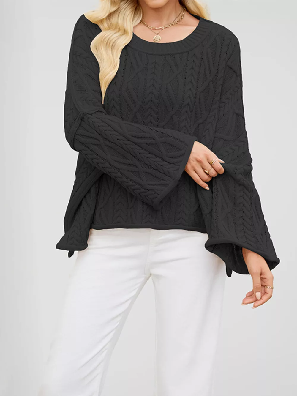 Cozy Cable Knit Drop Shoulder Oversize Sweater, image 9