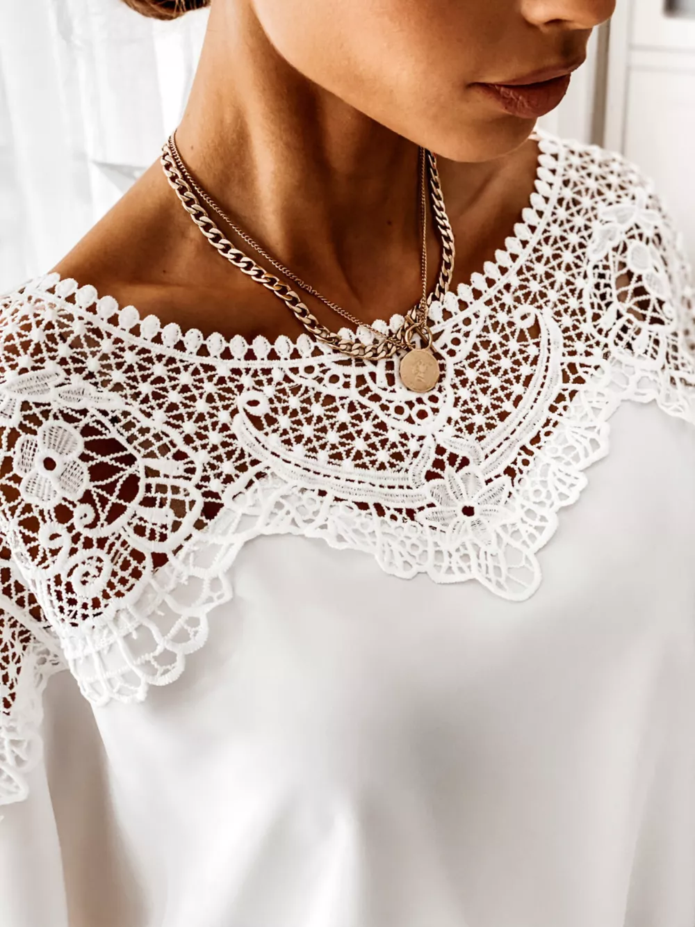 Lace Trim Long Sleeve Blouse, image 3