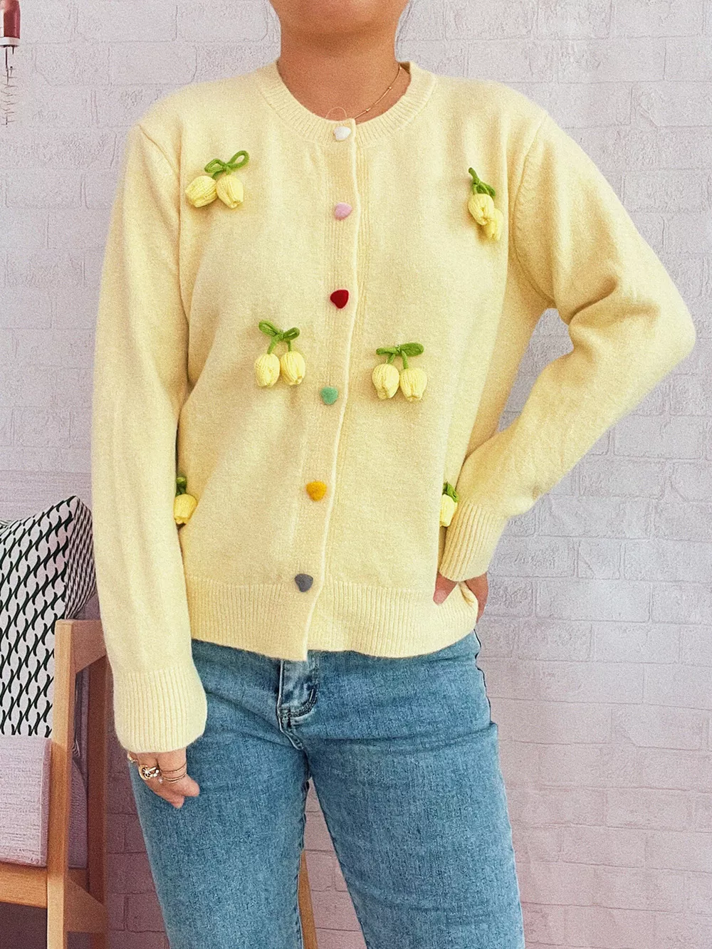 Flower Button Up Long Sleeve Cardigan, image 23
