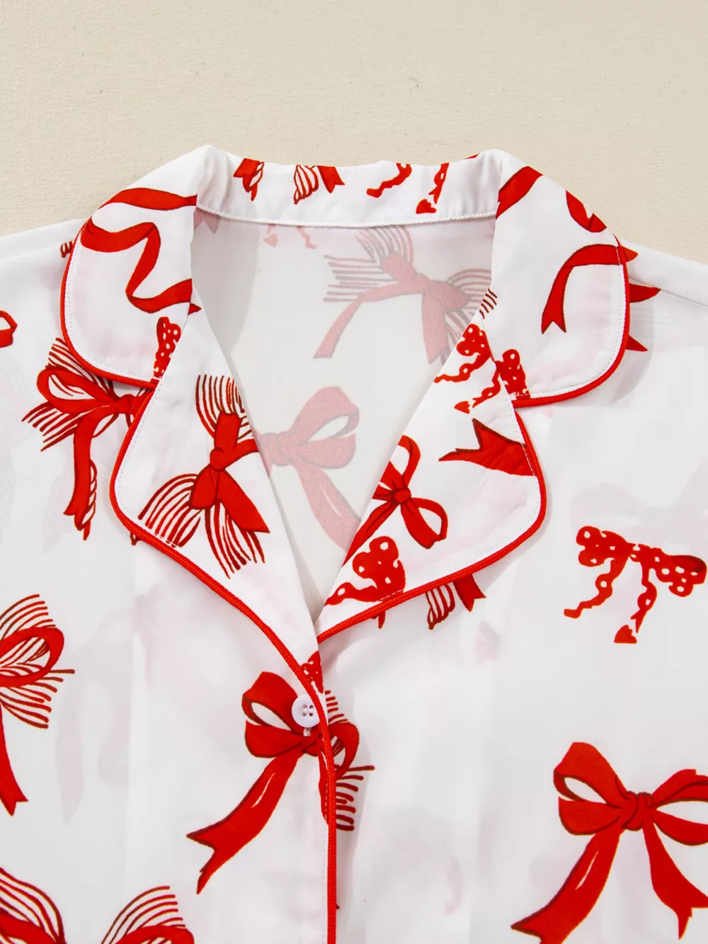 Christmas Bow Print Top and Pants 2pcs Pajama Set, image 5