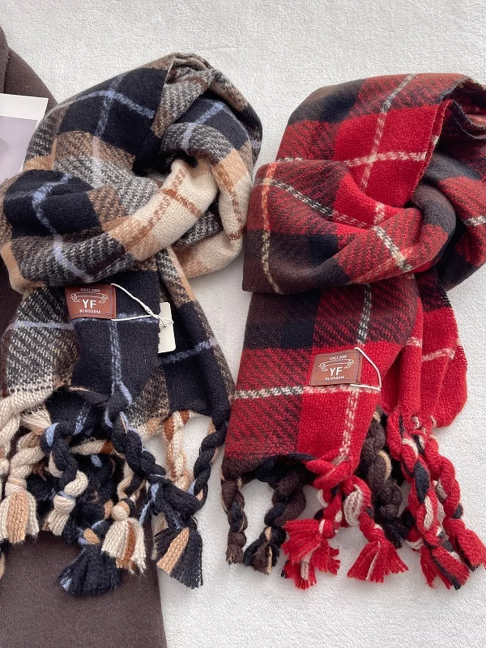 Warm Plaid Tassel Scarf, image 2