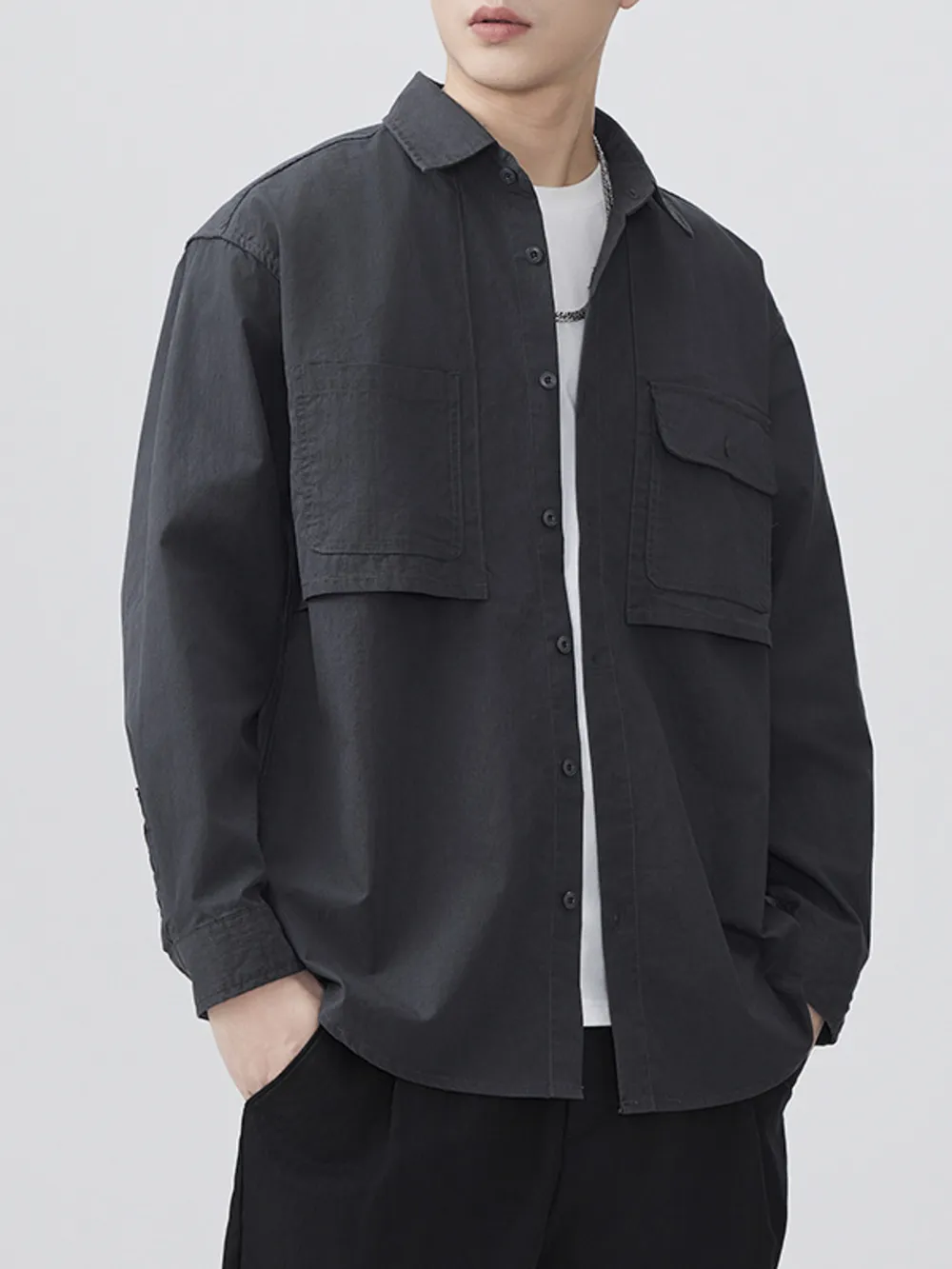 Men's Plus Size Button Up Long Sleeve Shirt, image 3
