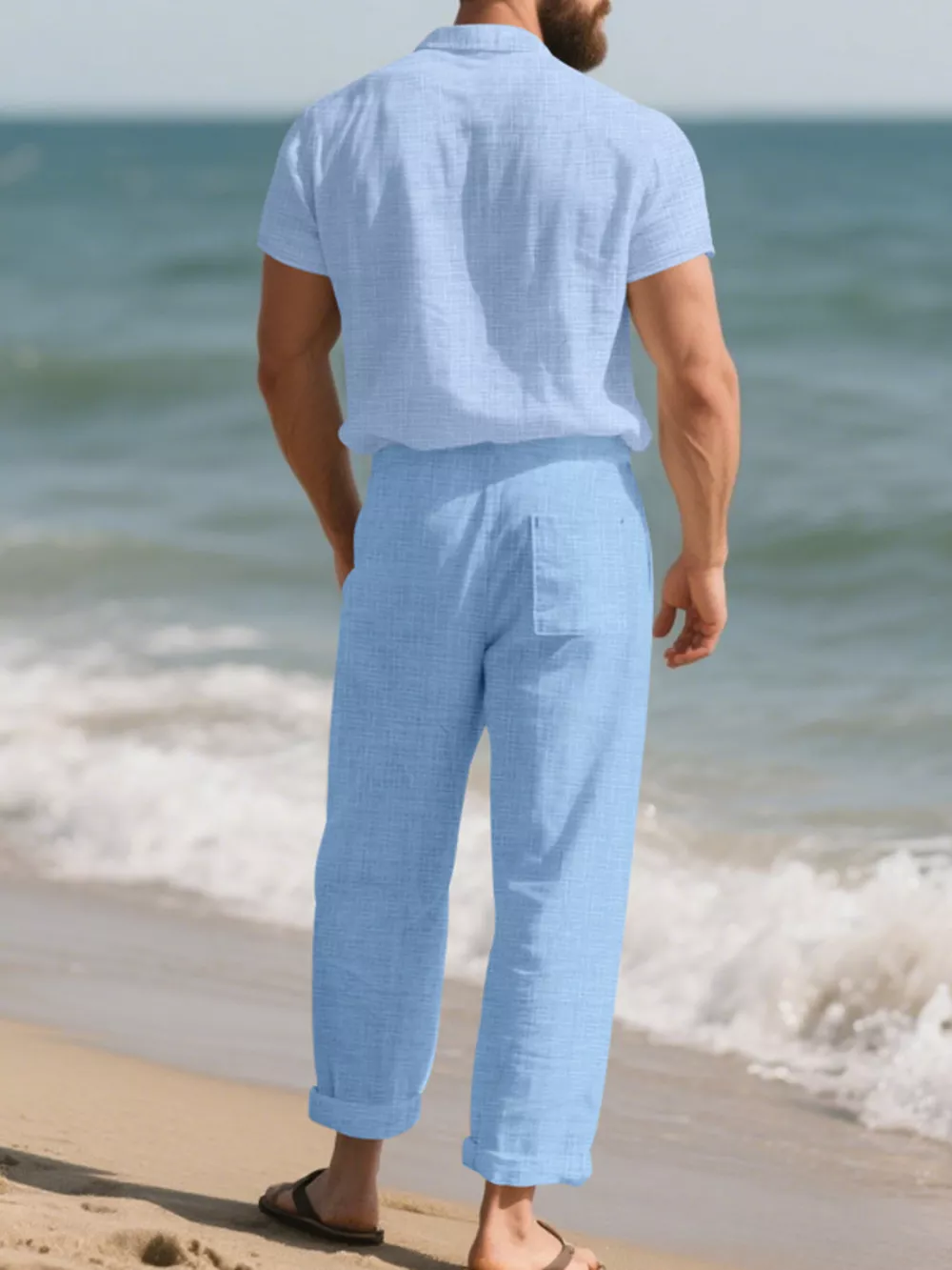 Men's Full Size Casual Button Up Shirt and Pants Set Plus Size, image 7