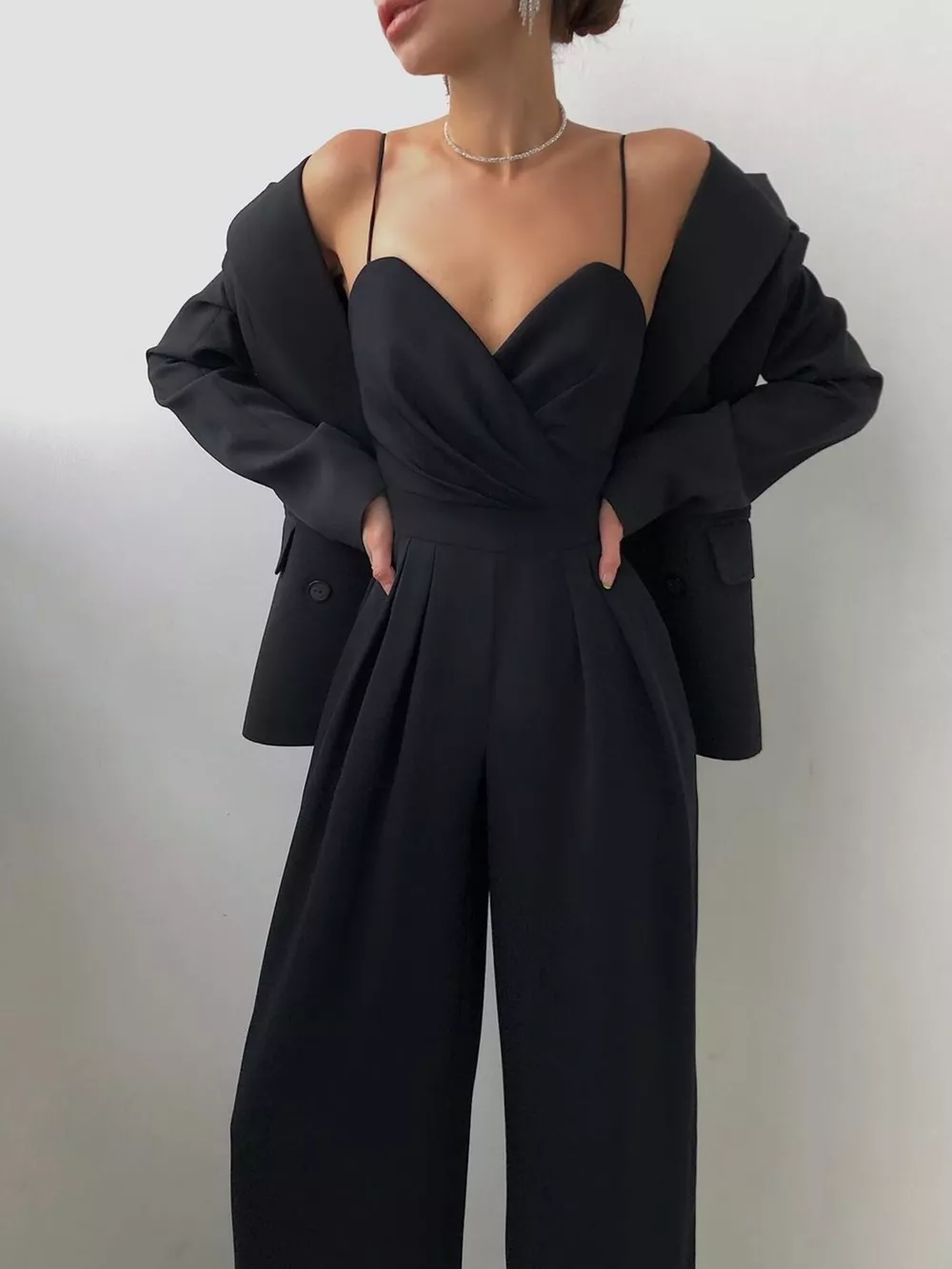 Full Size Spaghetti Strap Wide Leg Jumpsuit Plus Size, image 2