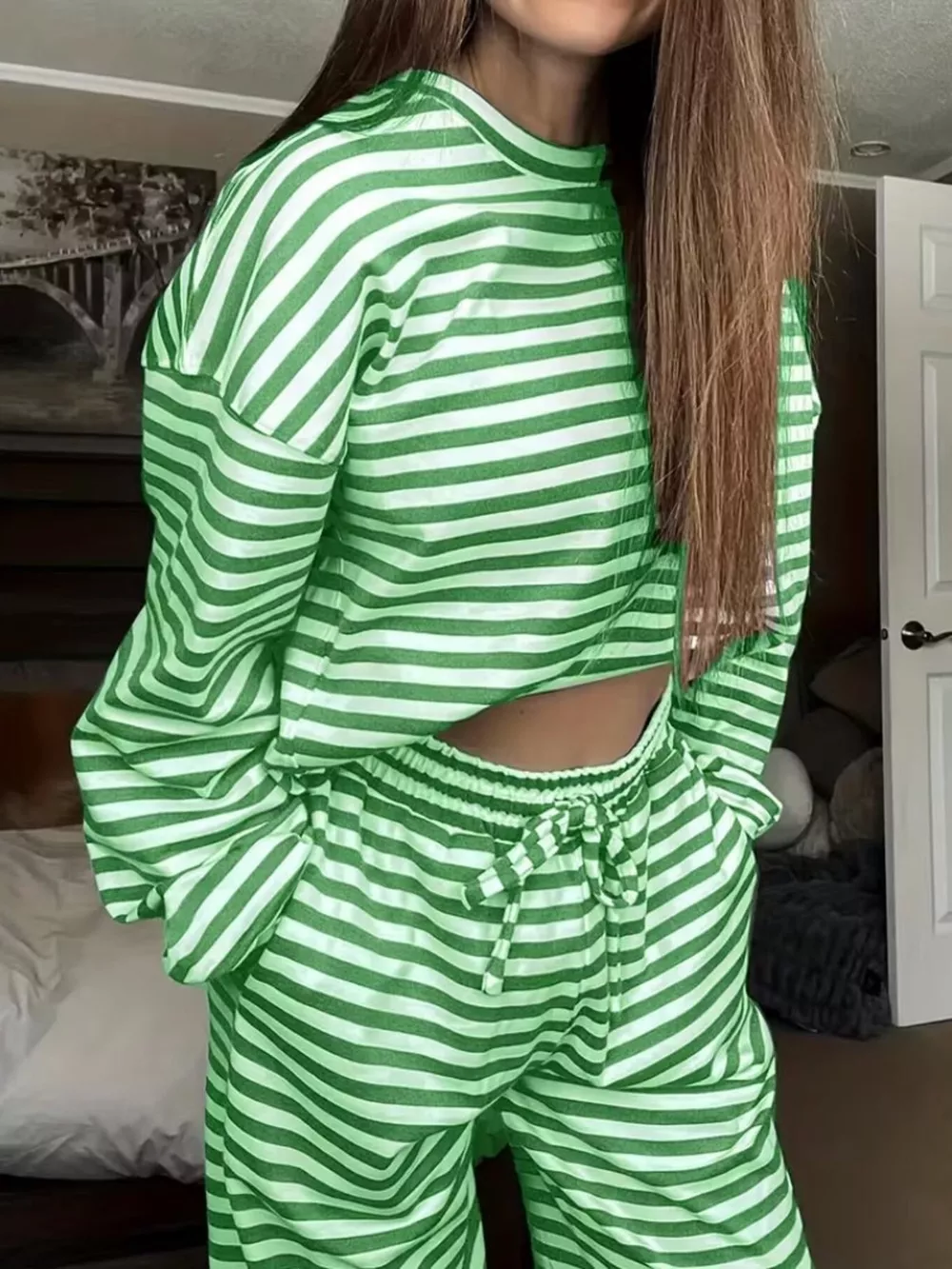 Striped Long Sleeve Top and Pants Set, image 5