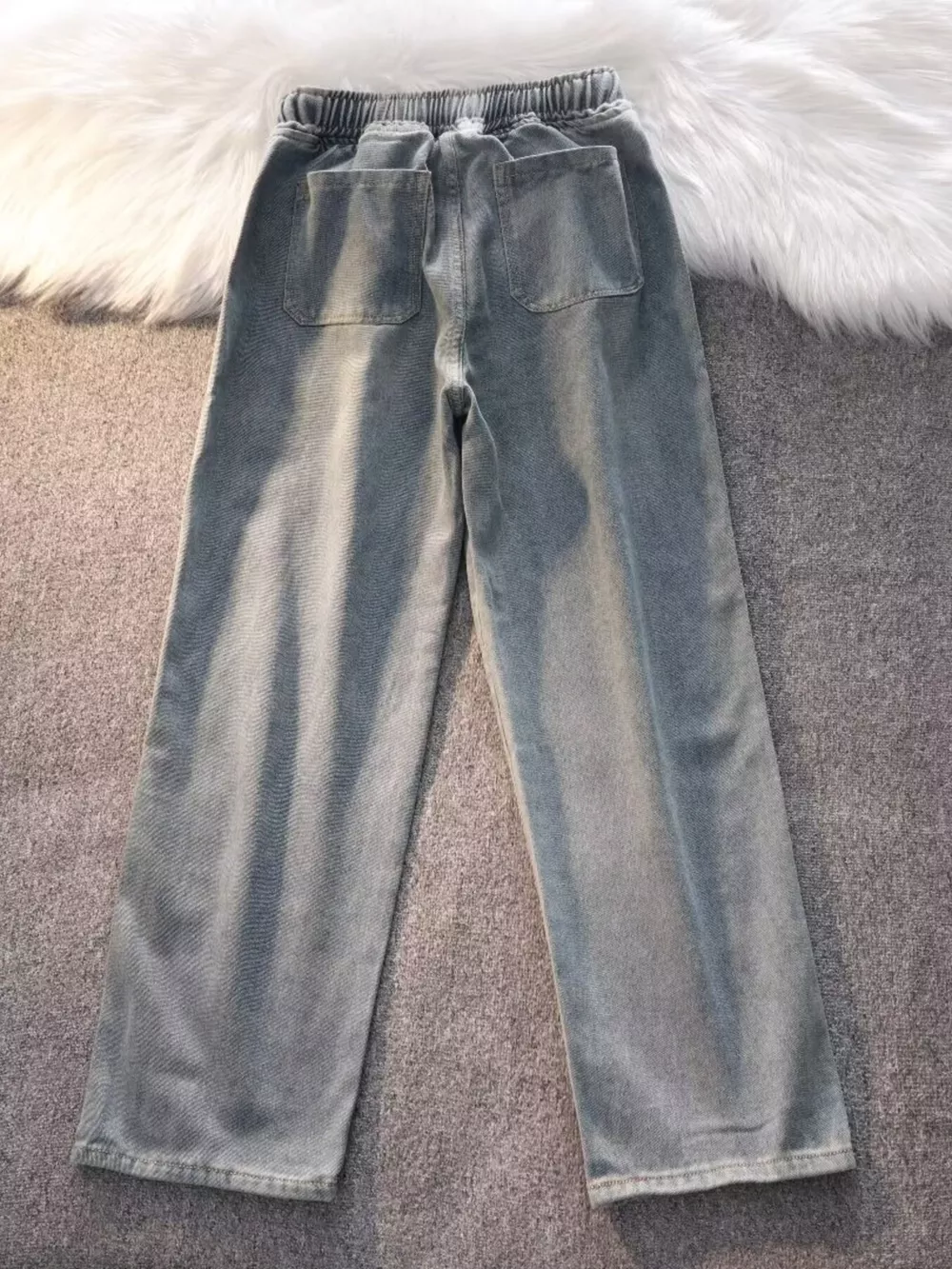 Men's Full Size Vintage Wash Wide Leg Jeans with Drawstring Plus Size, image 4