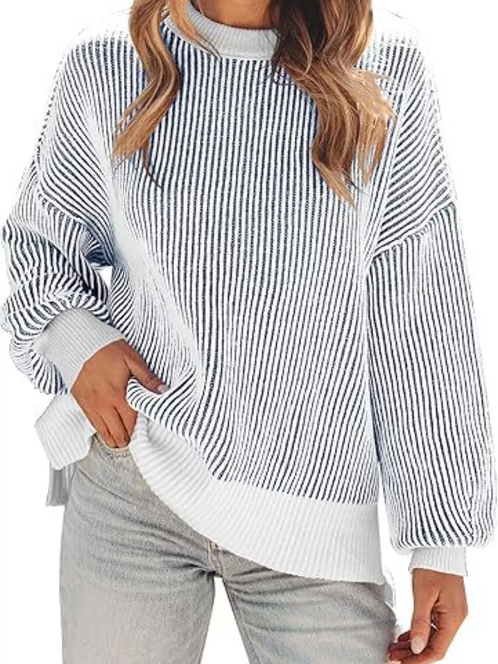 Stripe Dropped Shoulder Sweater