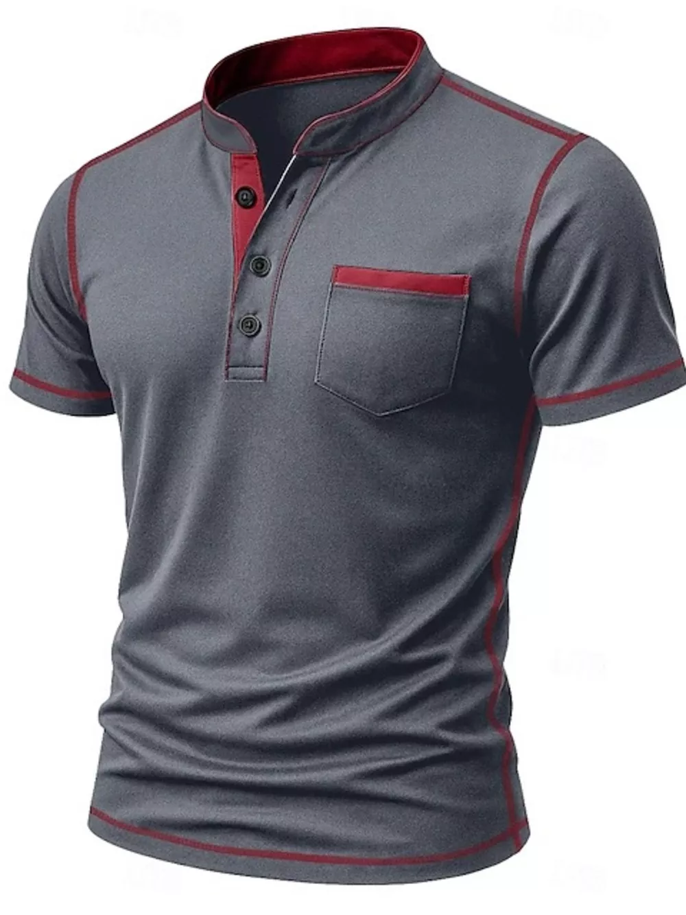 Men's Full Size Contrast Trim Short Sleeve Top Plus Size, image 4
