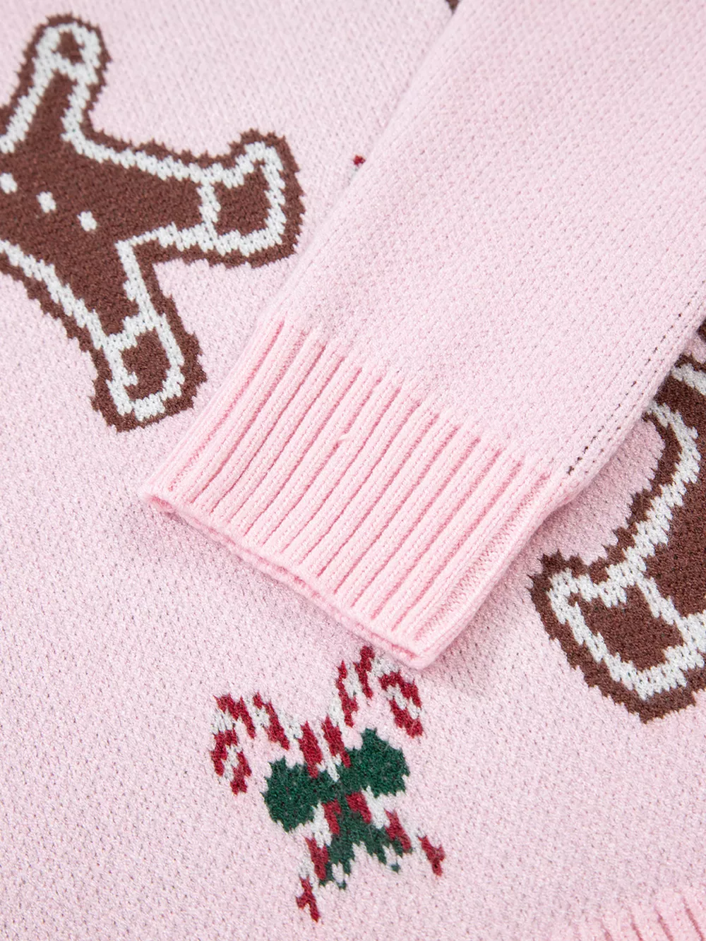 Christmas Ginger Bread Man Round Neck Casual Sweater, image 5