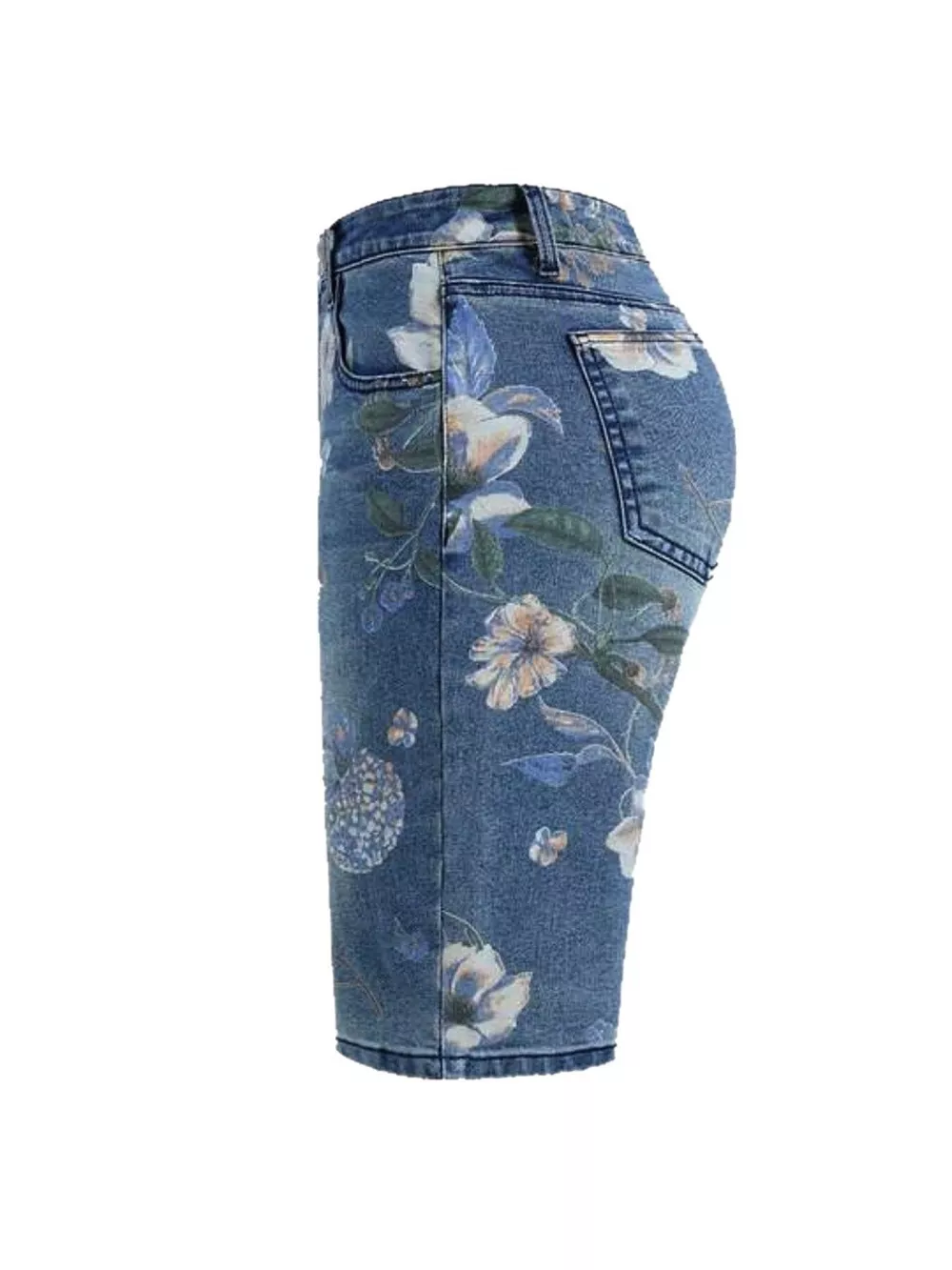 Floral Print Denim Shorts, image 4