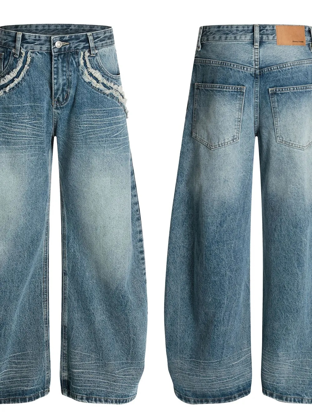 Men's Wide-Leg Vintage Wash Jeans, image 4