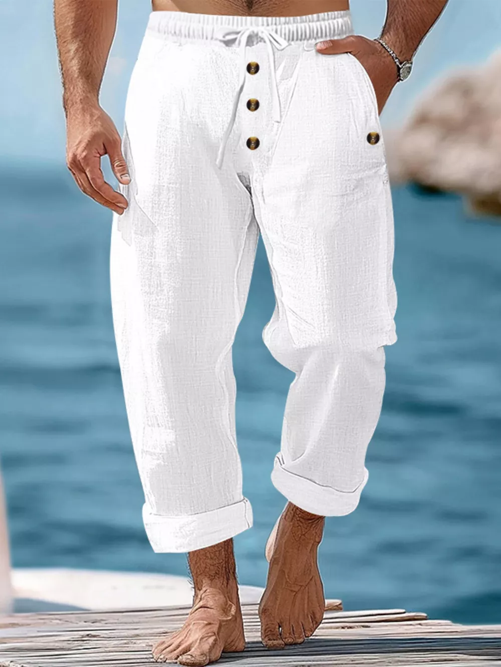Men's Full Size Button-Fly Drawstring Pants Plus Size, image 2