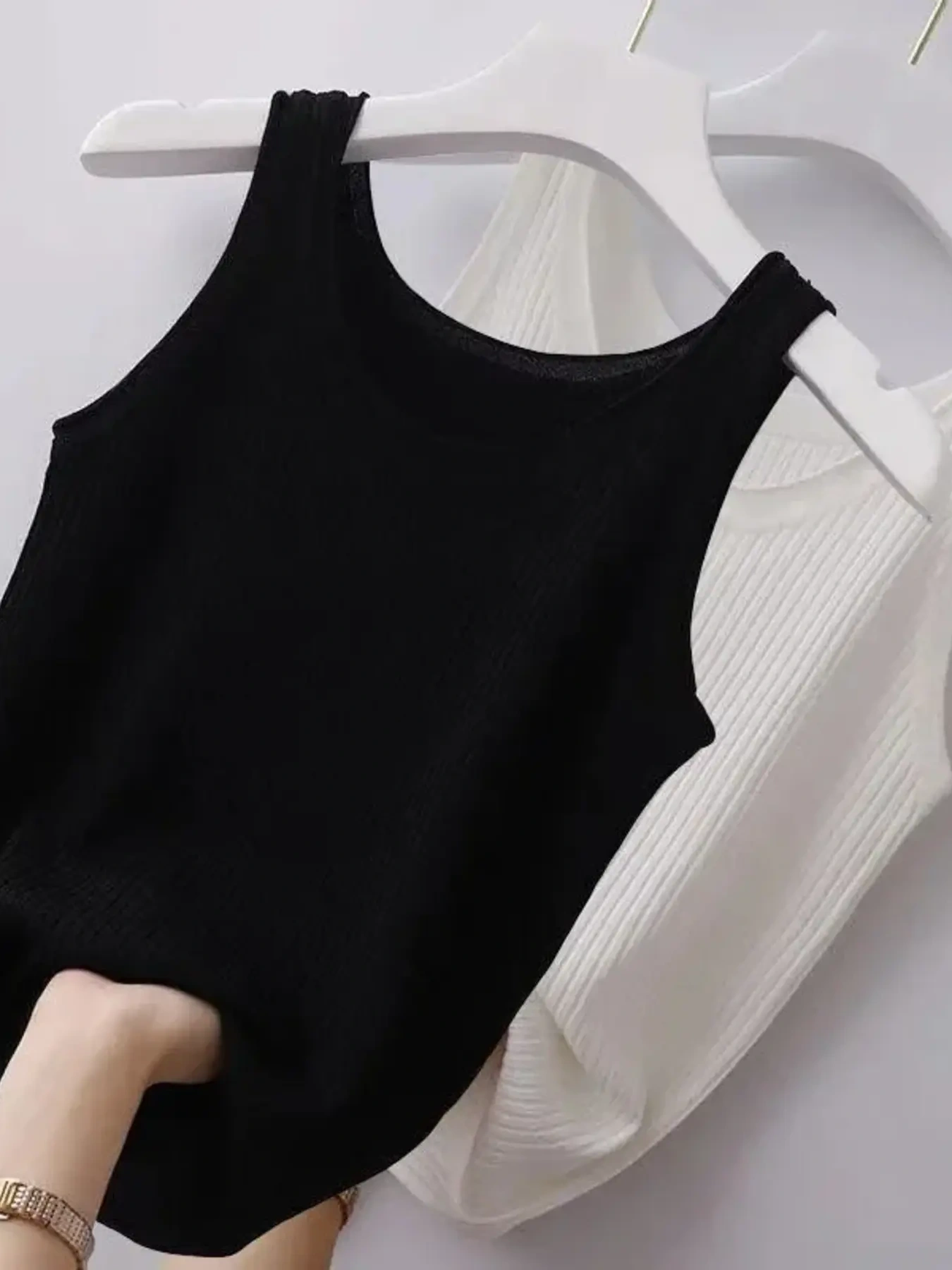 Plus Size Ribbed Knit Scoop Neck Tank Top, image 7
