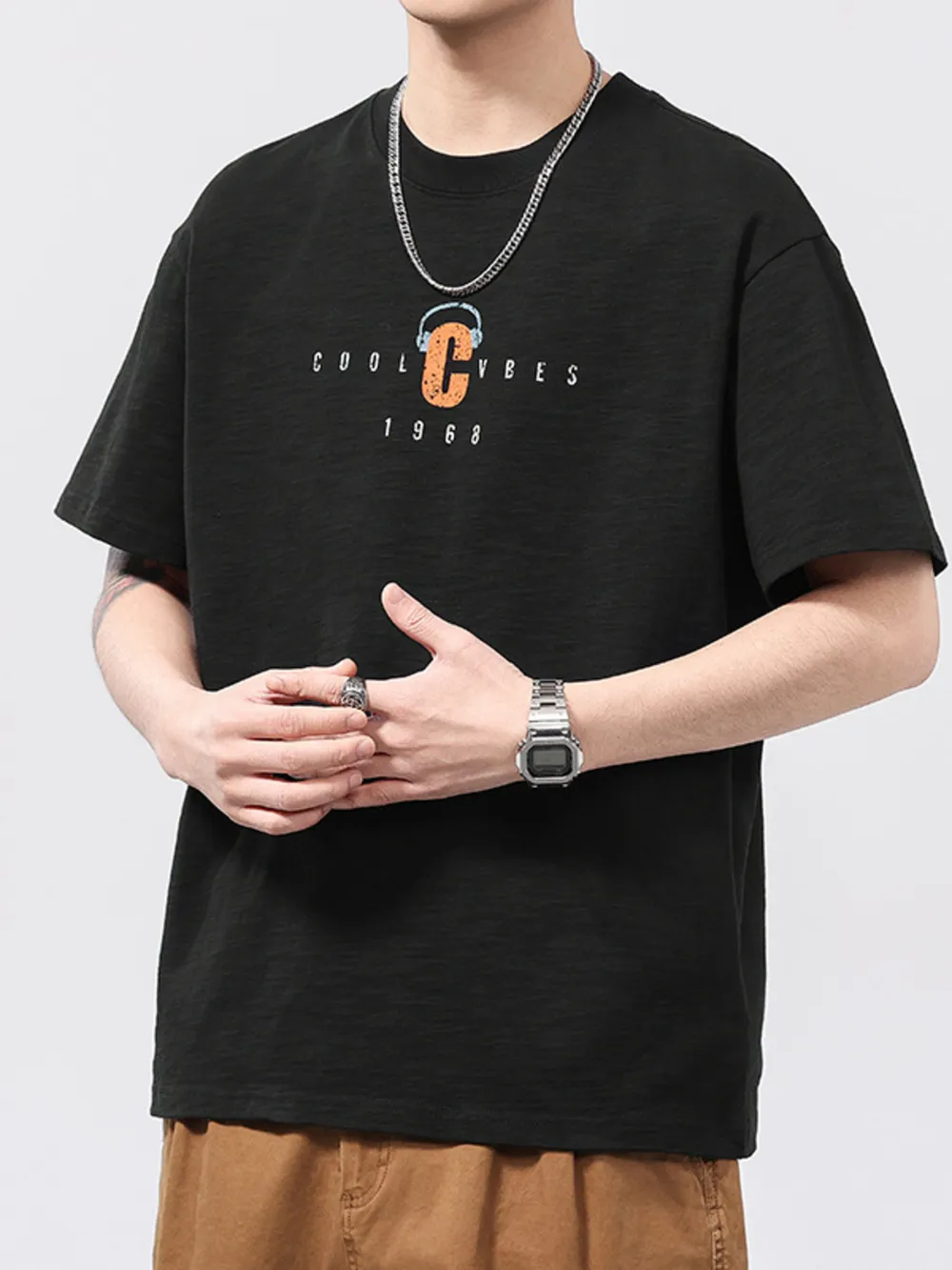 Men's Plus Size Round Neck Short Sleeve T-Shirt, image 4